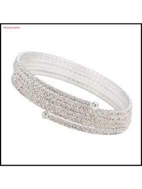 Rhinestone Layered Cuff Bracelet Crystal Bridal Prom Wedding Jewelry
